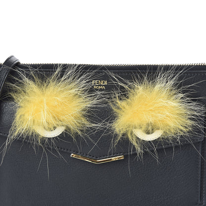 Fendi Vitello Dolce Fox Fur Monster Eyes Mini 2Jours Pouch Black Yellow 6 of 8