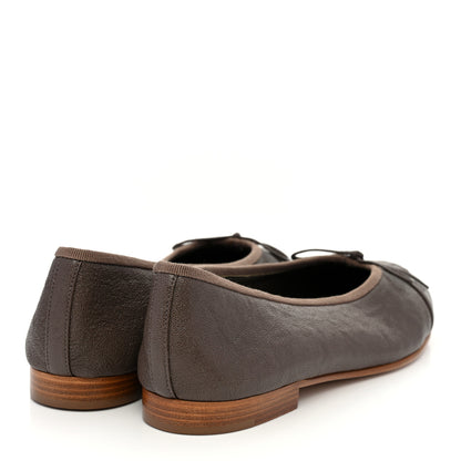 Chanel Caviar CC Cap Toe Ballerina Flats 37 Brown 4 of 9
