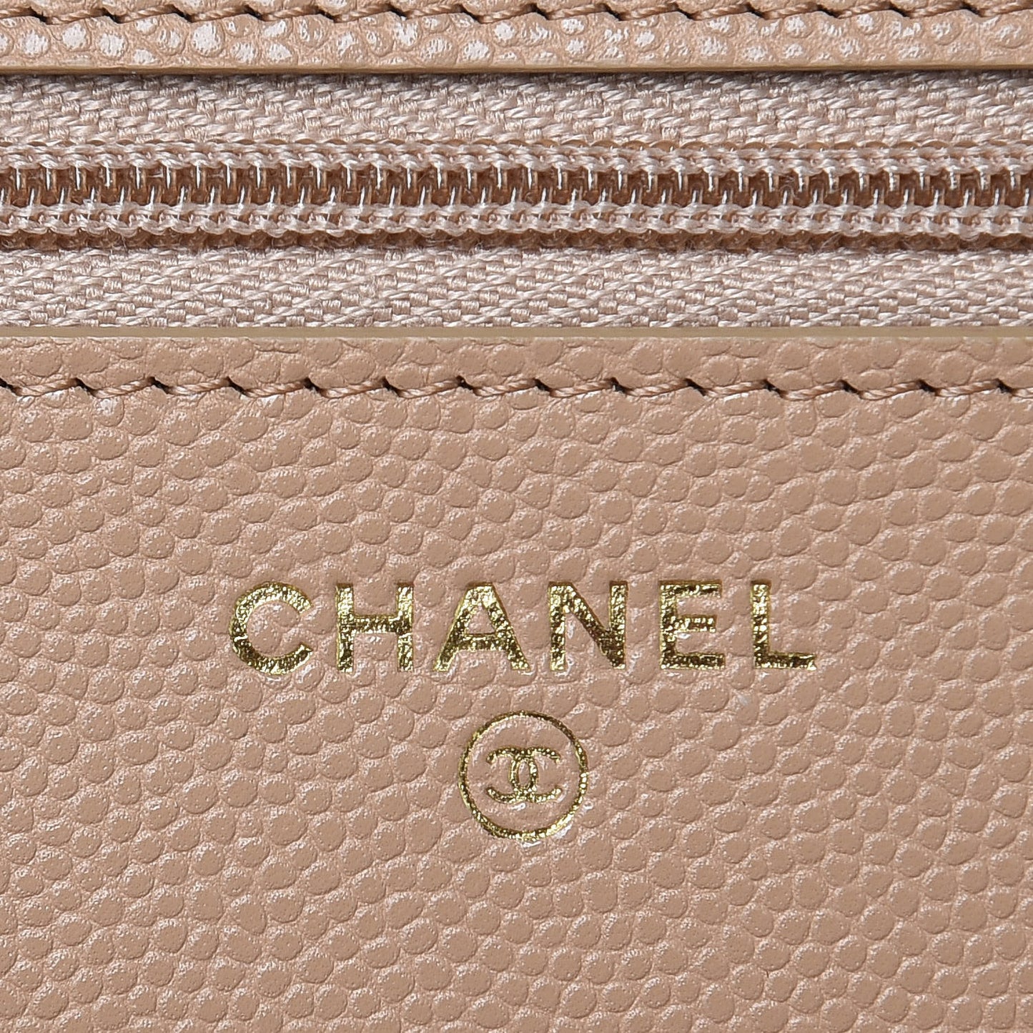 Caviar Quilted Wallet On Chain WOC Beige