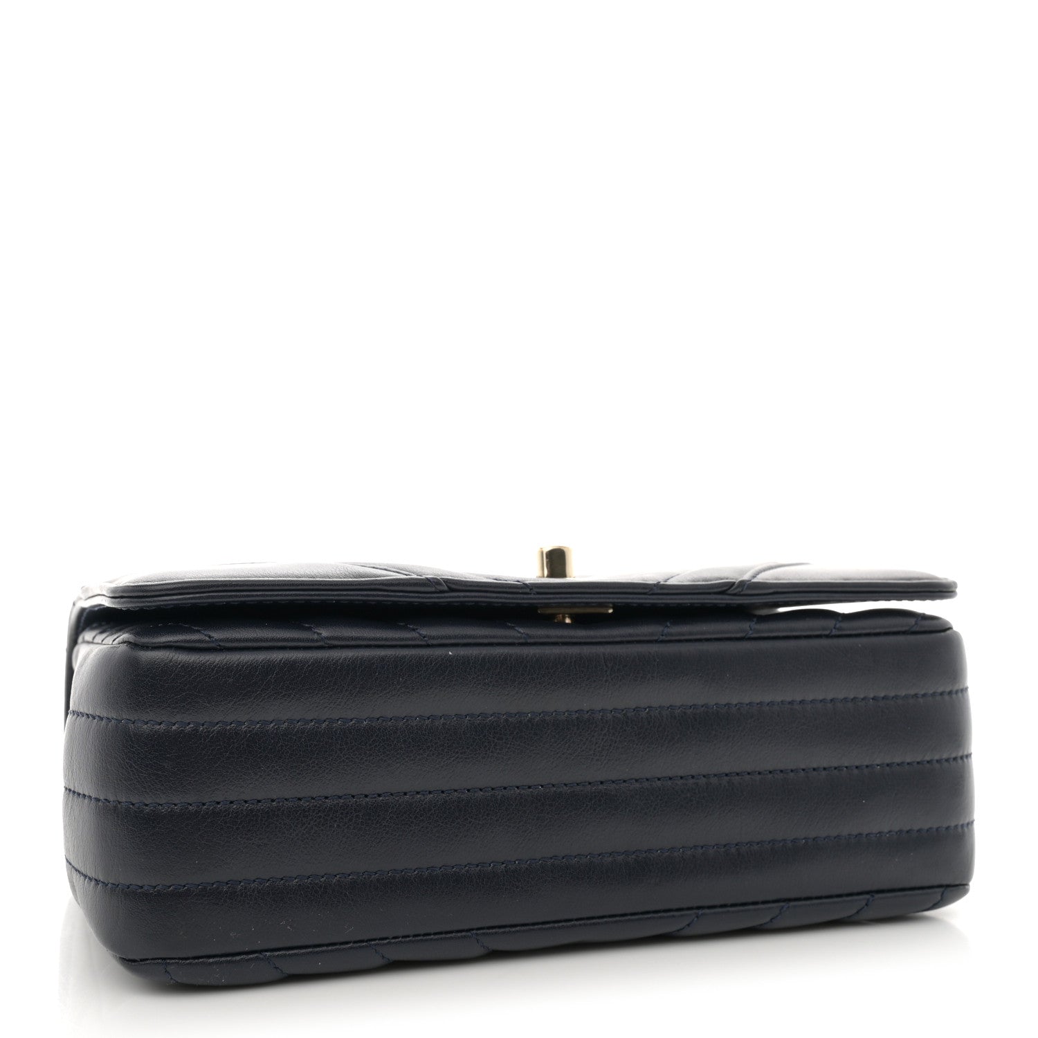 Chanel Calfskin Chevron Quilted Mini Statement Flap Navy Blue 4 of 12