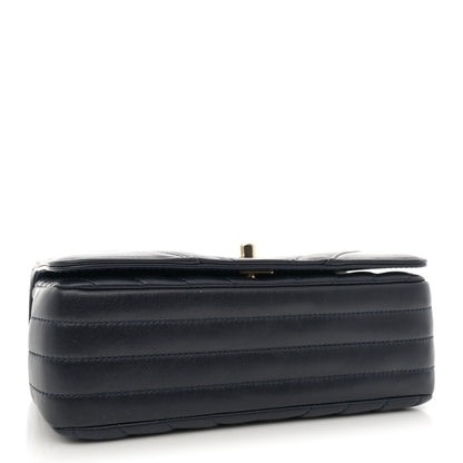 Chanel Calfskin Chevron Quilted Mini Statement Flap Navy Blue 4 of 12