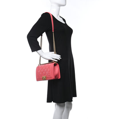Chanel Lambskin Tweed Quilted Stitch Medium Boy Flap Coral 2 of 12