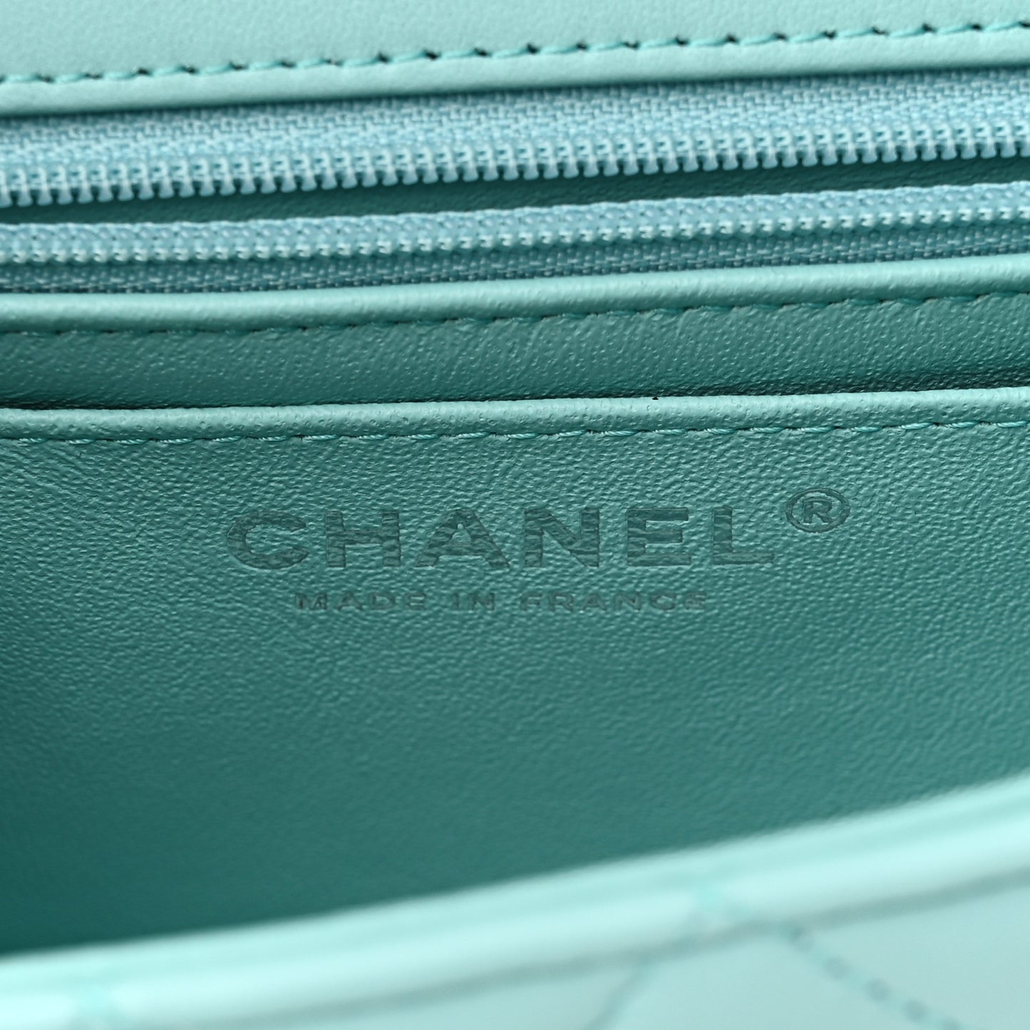 Lambskin Quilted Mini Rectangular Flap Light Blue