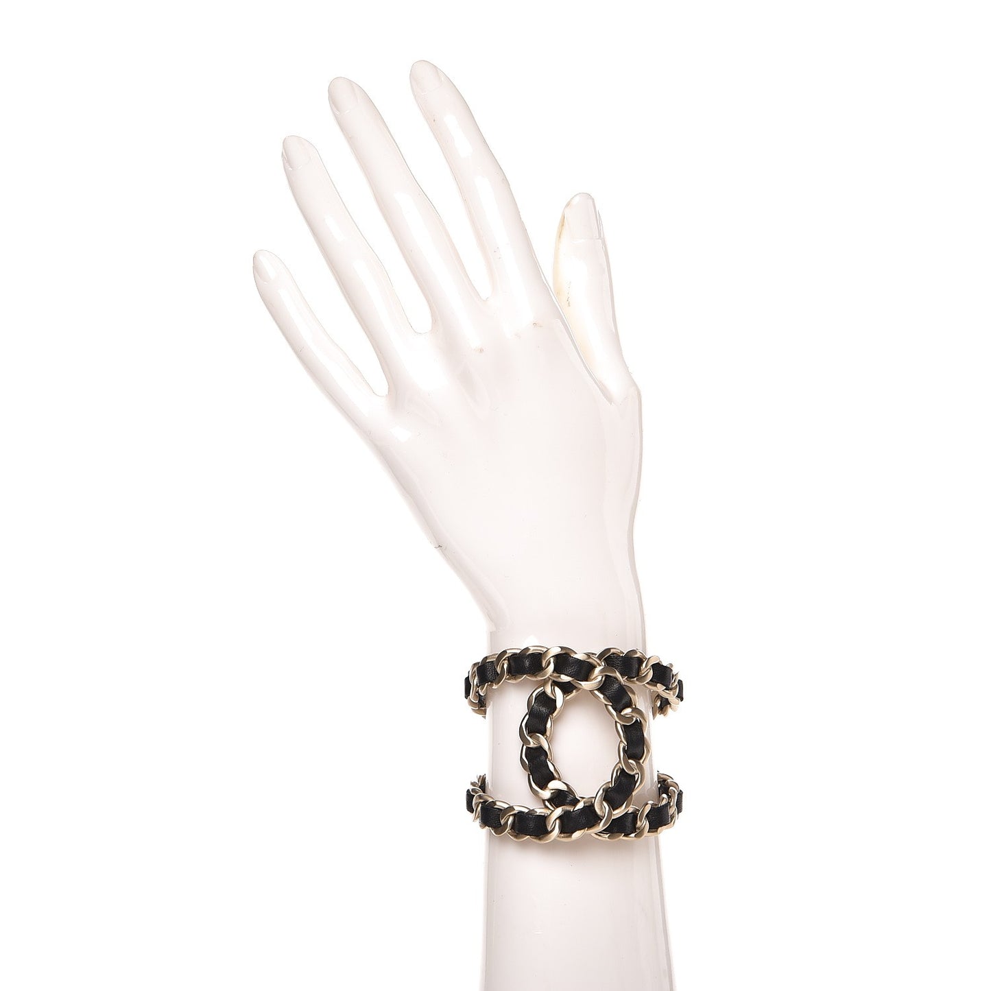 Lambskin Chain CC Cuff Black Gold