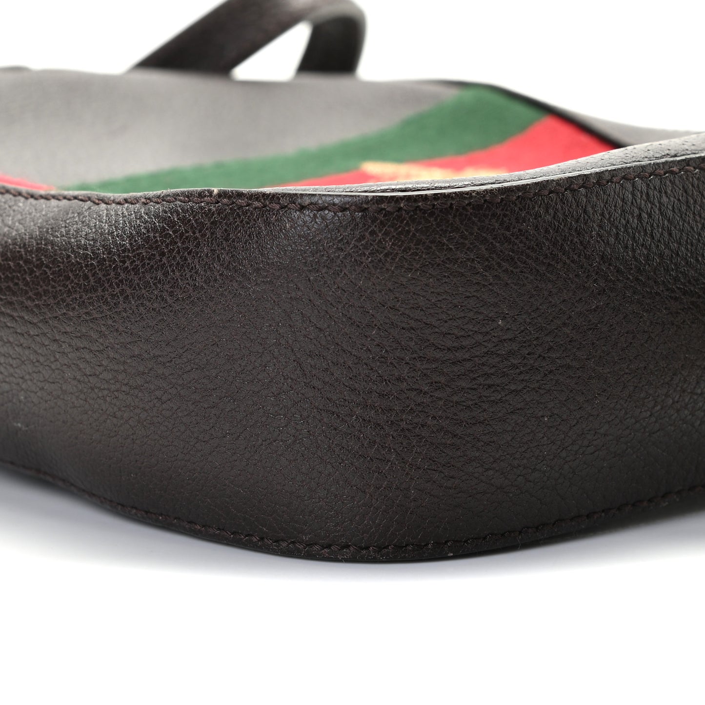 Textured Calfskin Web Small Webby Bee Shoulder Bag Brown Coffee
