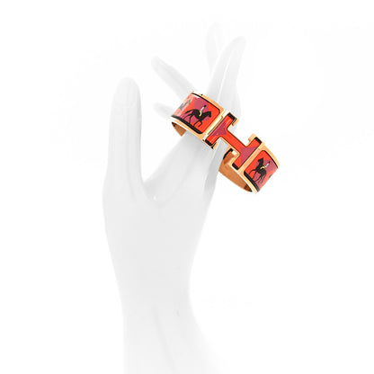 Hermes Enamel Les Allures Wide Clic H Bracelet PM Scarlet 2 of 5