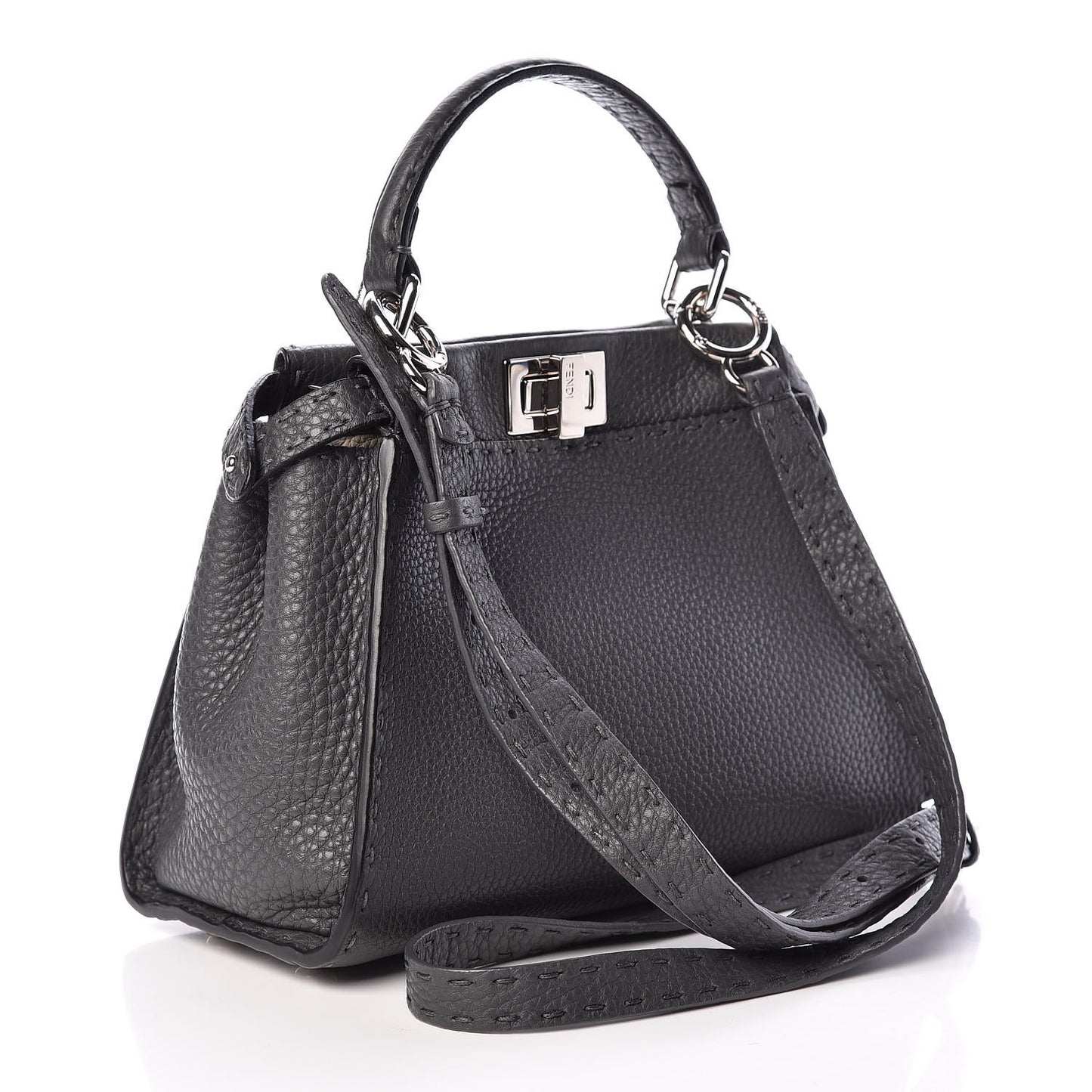 Cuoio Romano Selleria Bi-Color Mini Peekaboo Iconic Satchel Asfalto Latte