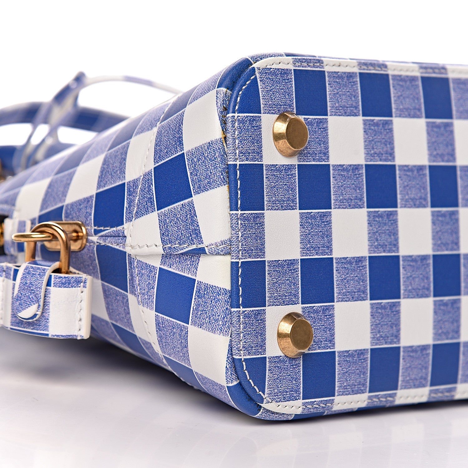 Balenciaga Calfskin Checked S Ville Top Handle Bag Bleu 8 of 9