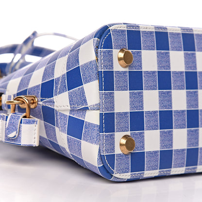 Balenciaga Calfskin Checked S Ville Top Handle Bag Bleu 8 of 9