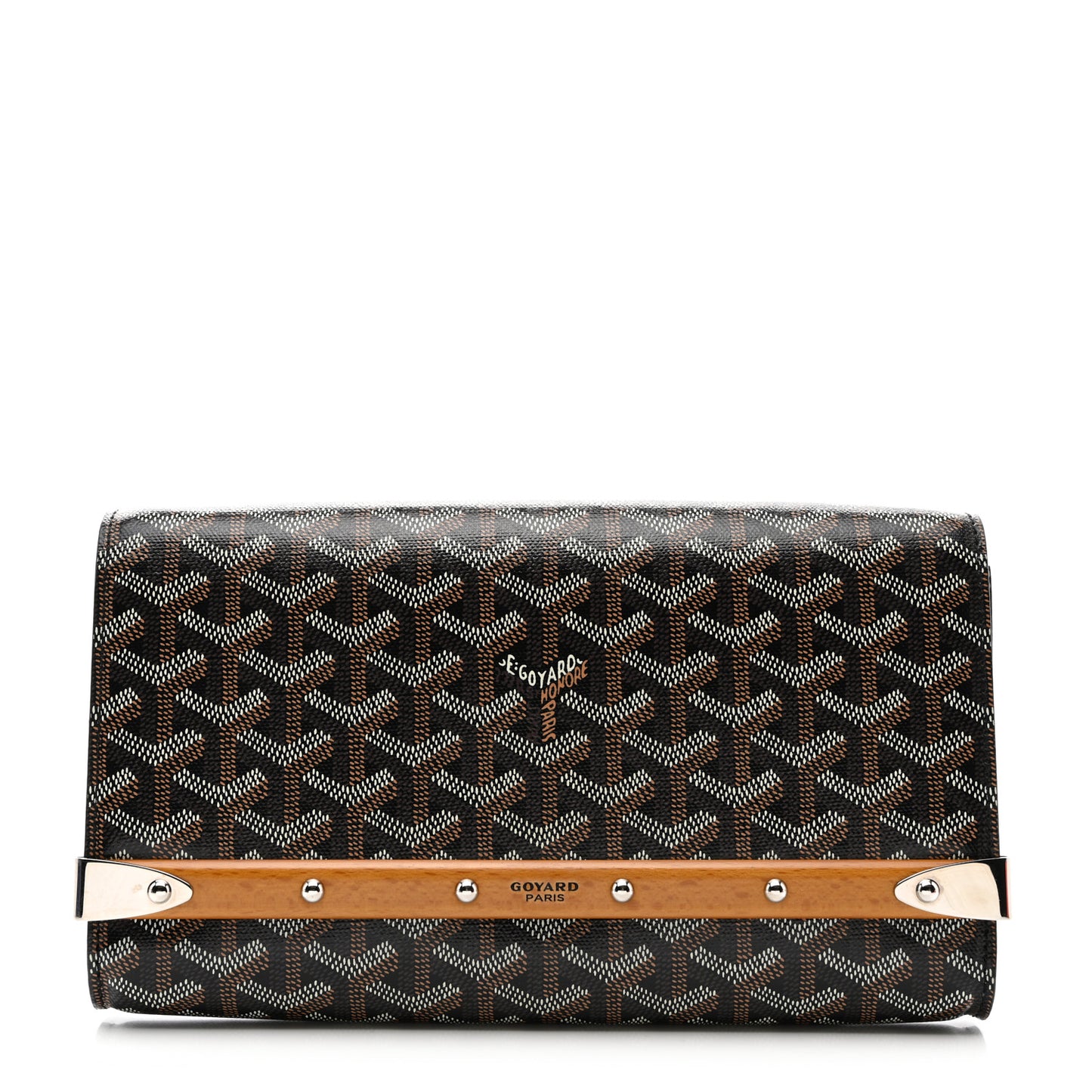 Goyardine Monte Carlo Bois Clutch With Strap Black