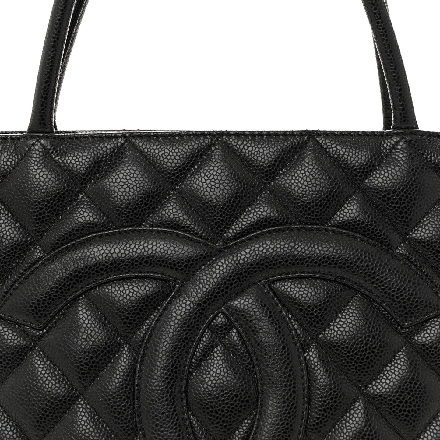 Caviar Quilted Medallion Tote Black