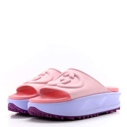 Gucci Soft Rubber Womens Interlocking G Platform 42mm Slide Sandals 36 Sugar Pink 3 of 12