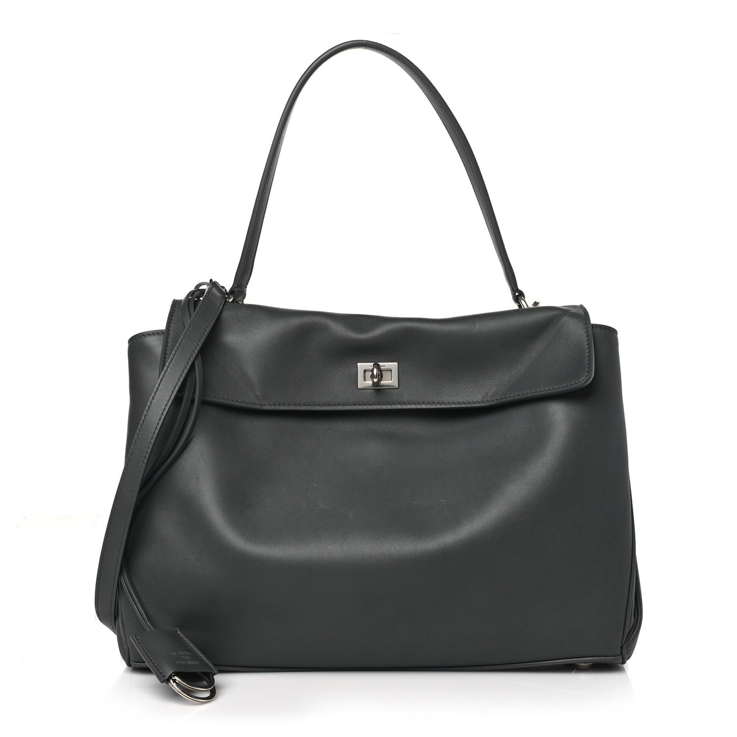 Natural Smooth Calfskin Medium Rodeo Top Handle Handbag Grey