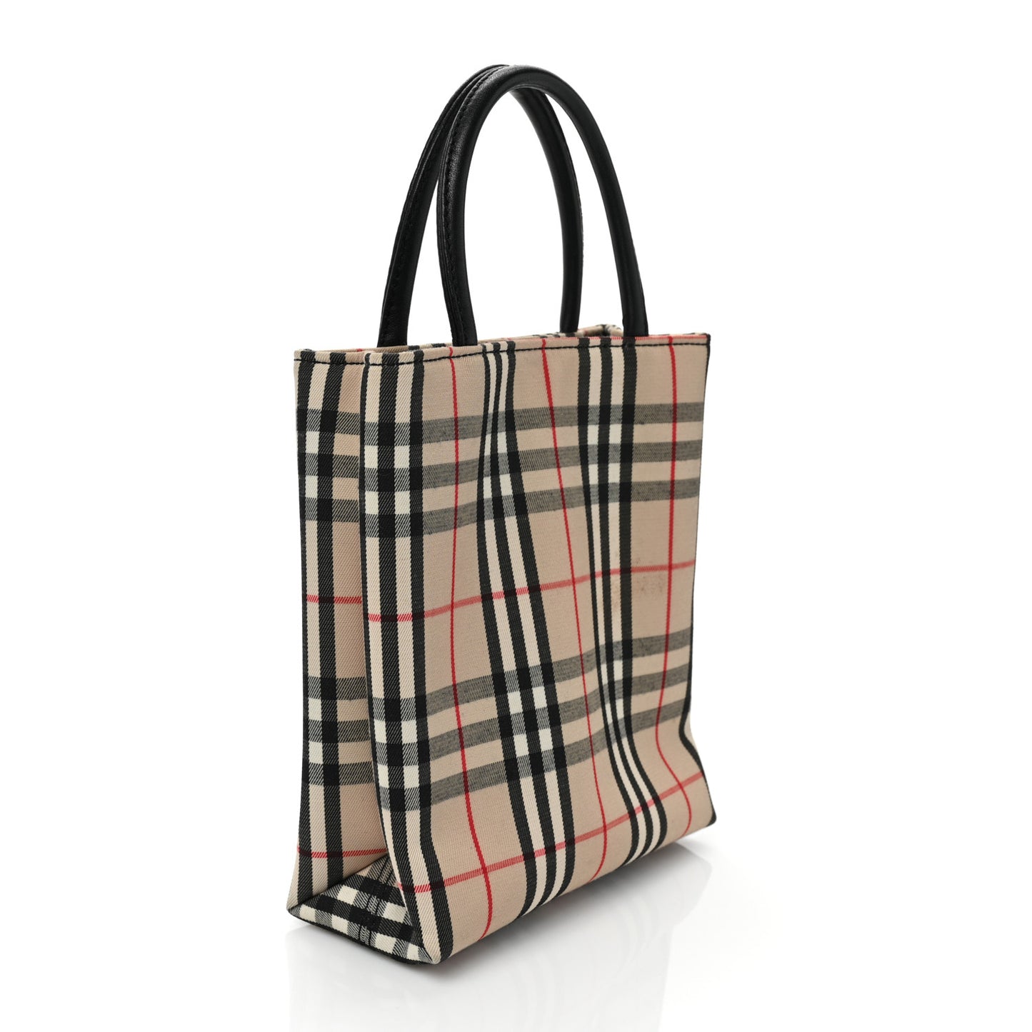 Canvas Check Small Tote Black