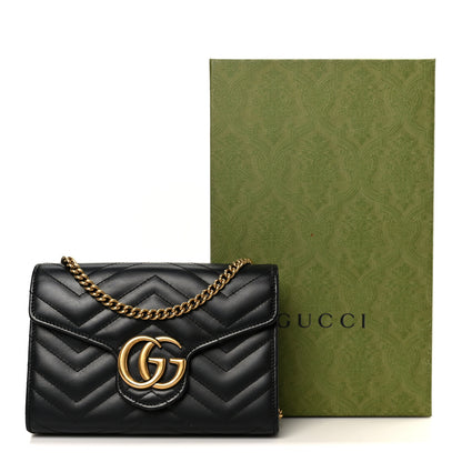 Gucci Calfskin Matelasse GG Marmont Chain Wallet Black 11 of 11
