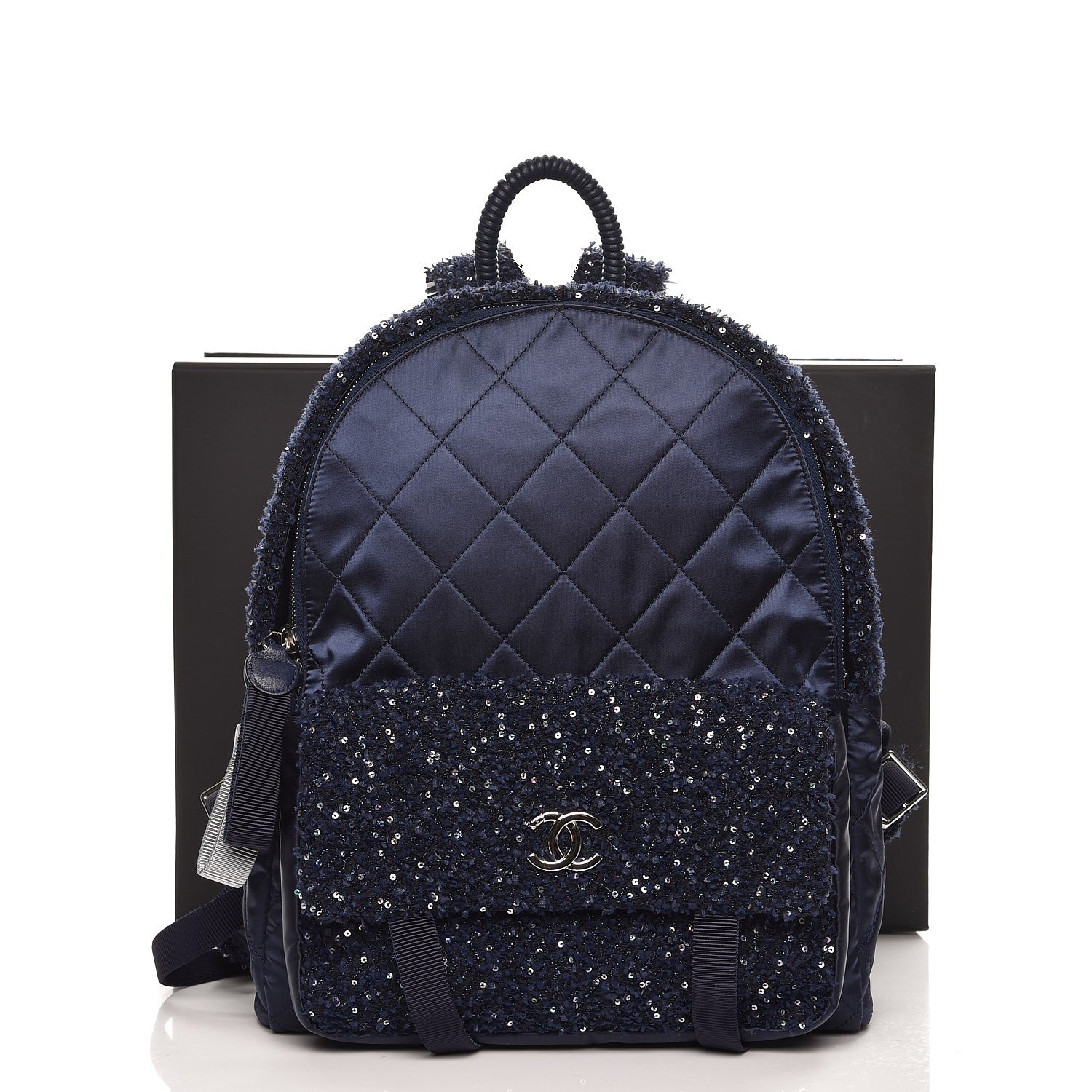 Chanel Tweed Nylon Quilted Astronaut Essentials Backpack Navy 8 of 8