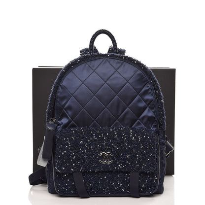 Chanel Tweed Nylon Quilted Astronaut Essentials Backpack Navy 8 of 8