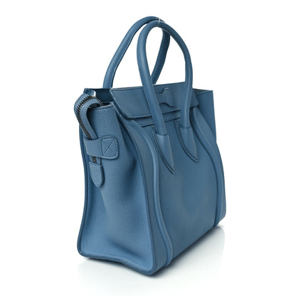 Celine Drummed Calfskin Micro Luggage Slate 3 of 9