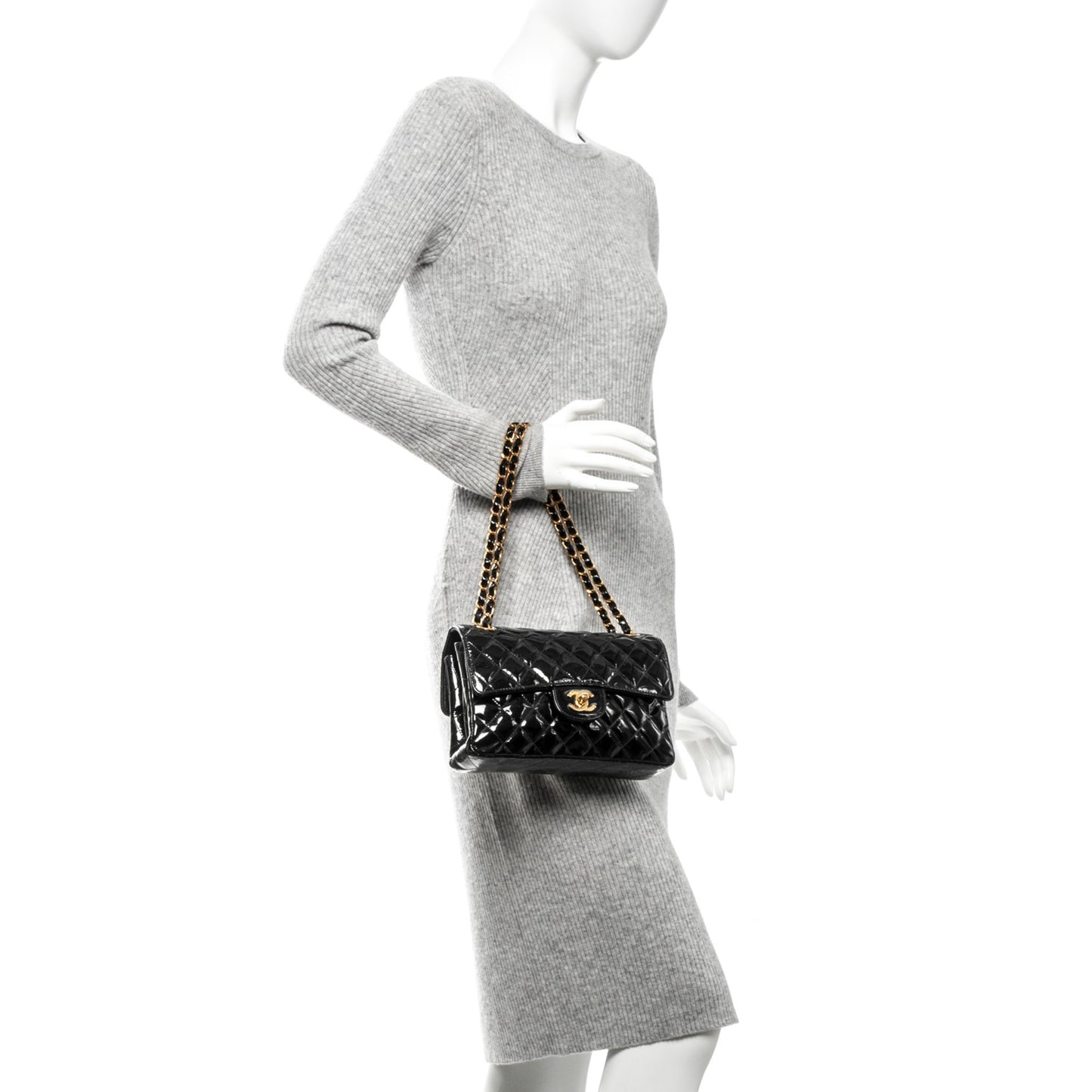 Patent Small Double Flap Black