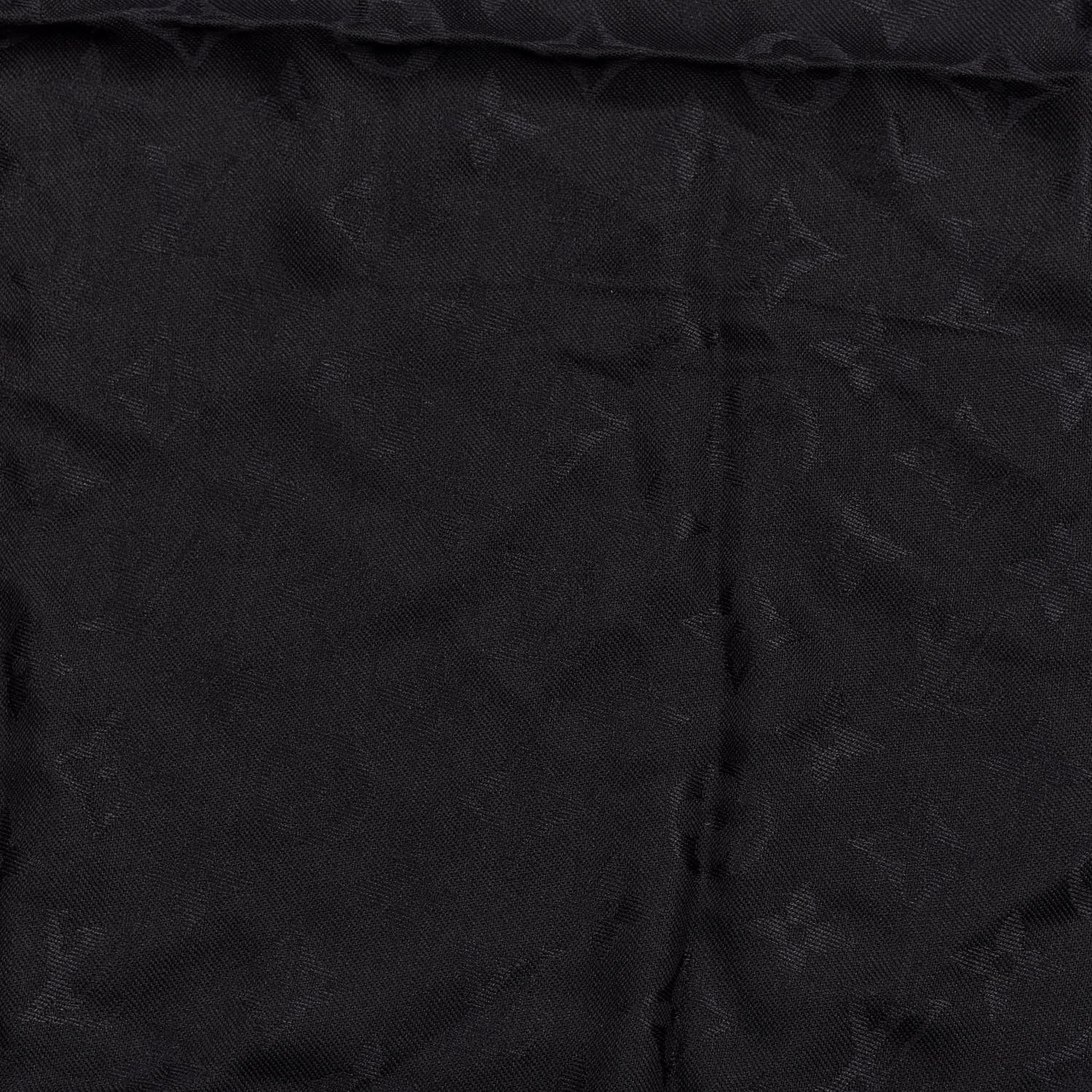 Louis Vuitton Silk Wool Monogram Shawl Black 2 of 3