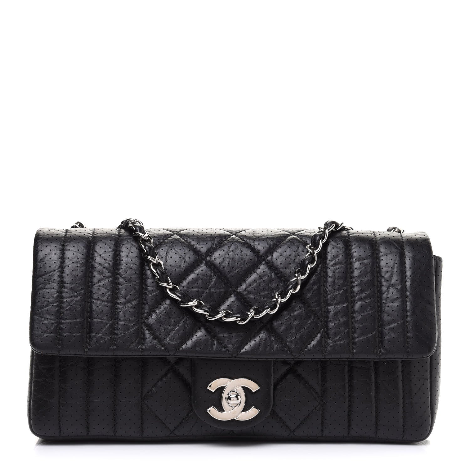 Chanel Aged Calfskin Perforated Flap Black 1 of 10