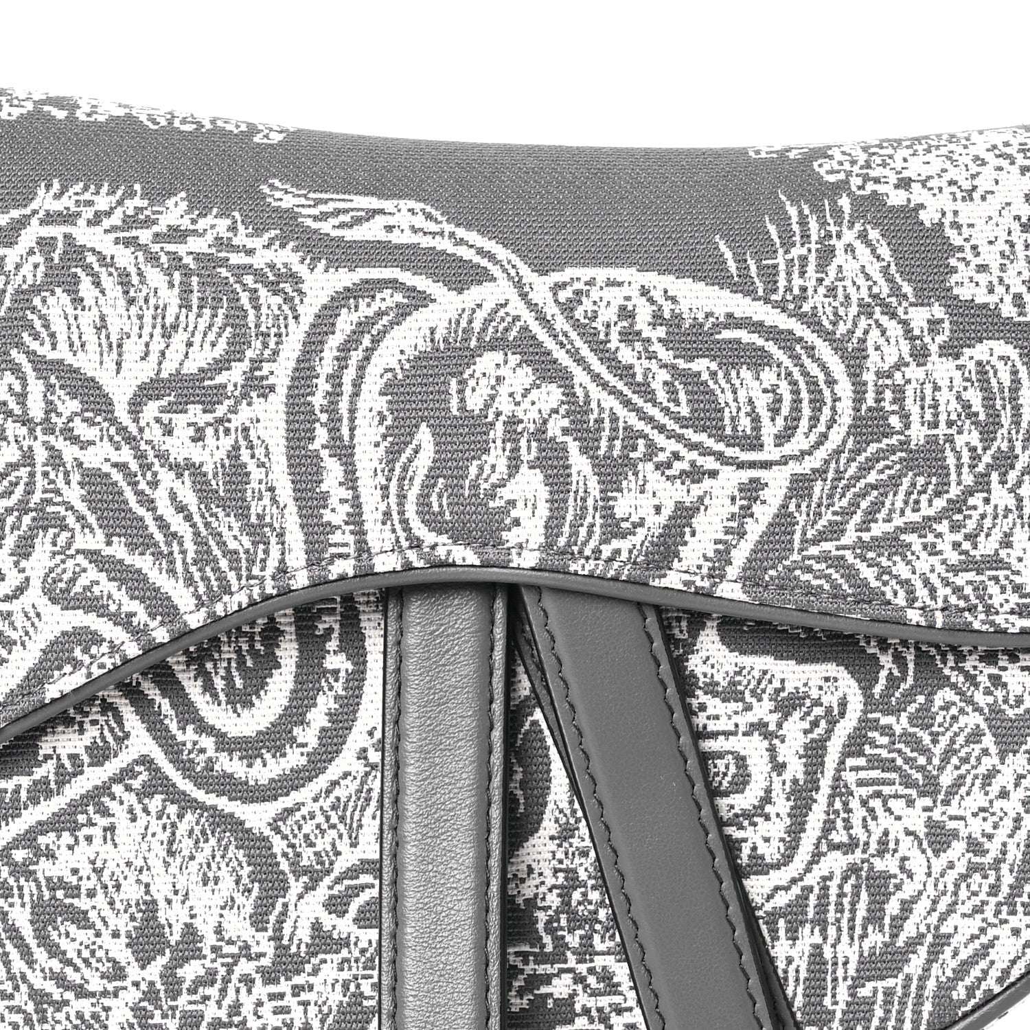 Christian Dior Canvas Reverse Embroidered Toile De Jouy Saddle Bag Grey 8 of 10