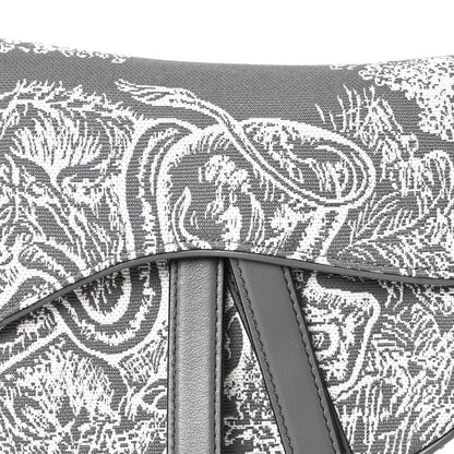 Christian Dior Canvas Reverse Embroidered Toile De Jouy Saddle Bag Grey 8 of 10