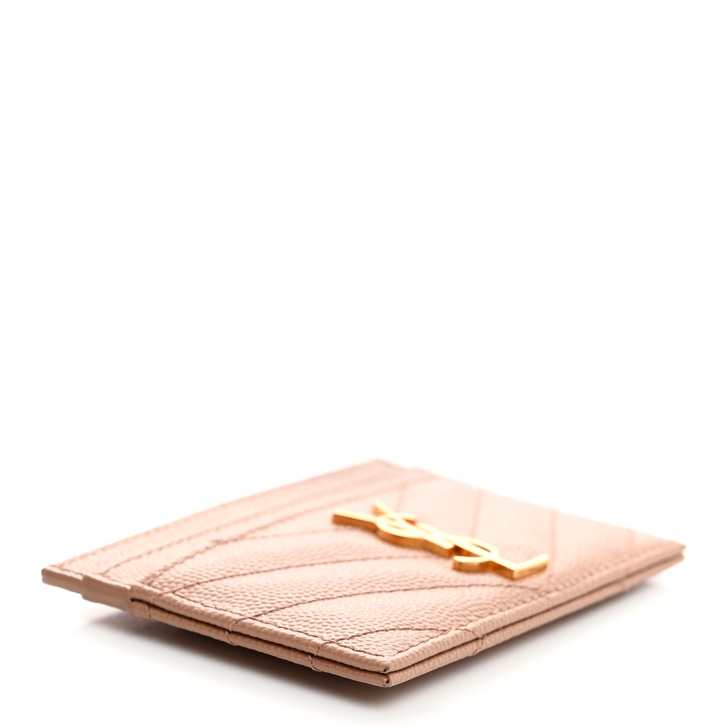 Grain De Poudre Matelasse Chevron Monogram Credit Card Case Dark Beige