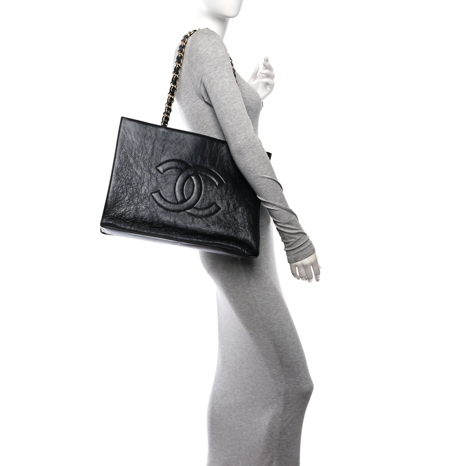 Chanel Shiny Aged Calfskin Shopping Bag Black 2 of 12