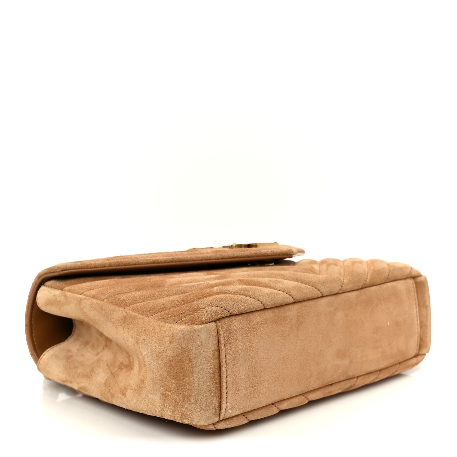 Saint Laurent Suede Matelasse Chevron Monogram Medium College Bag Cinnamon 4 of 11