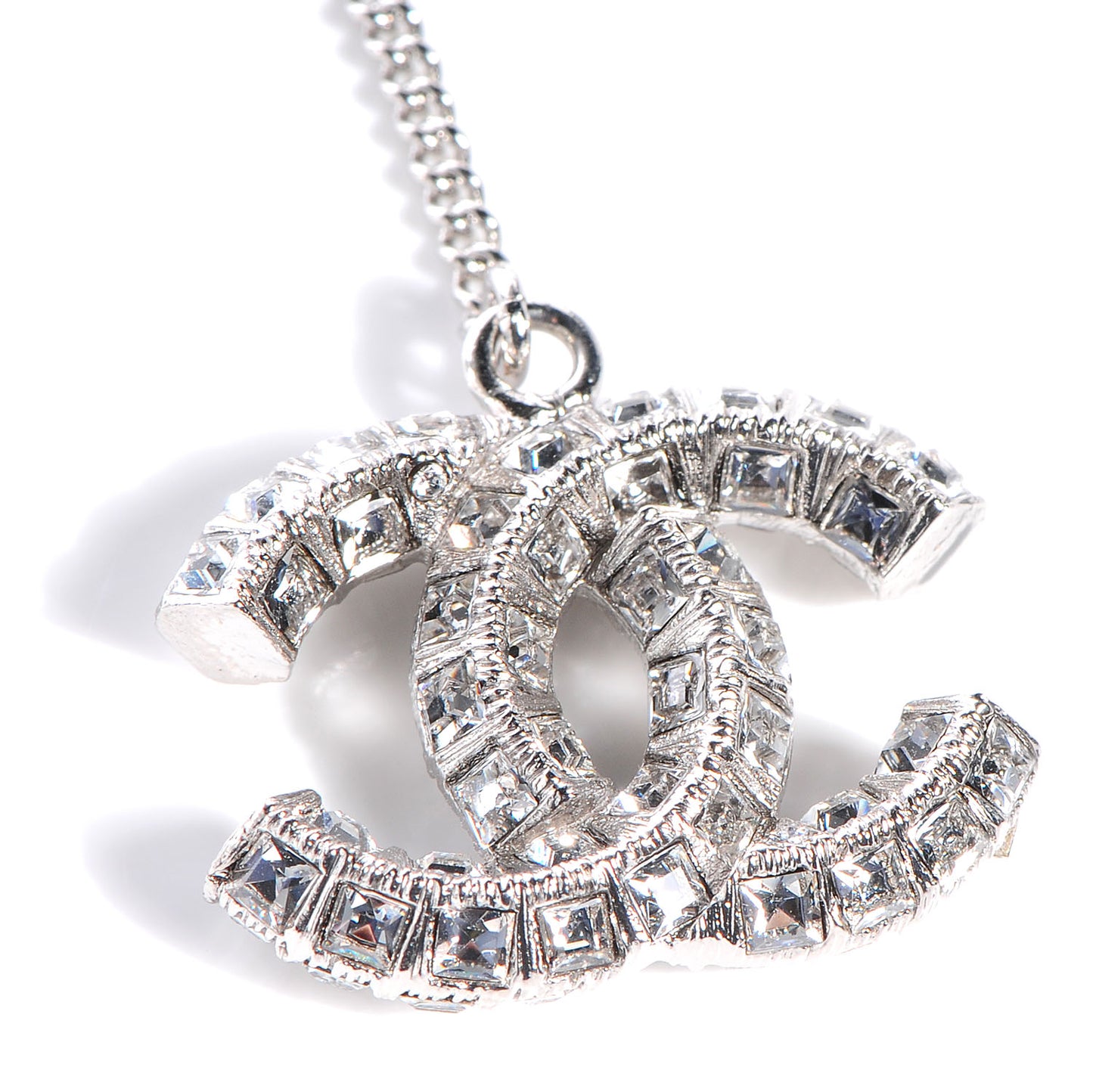 Baguette Crystal CC Drop Earrings Silver