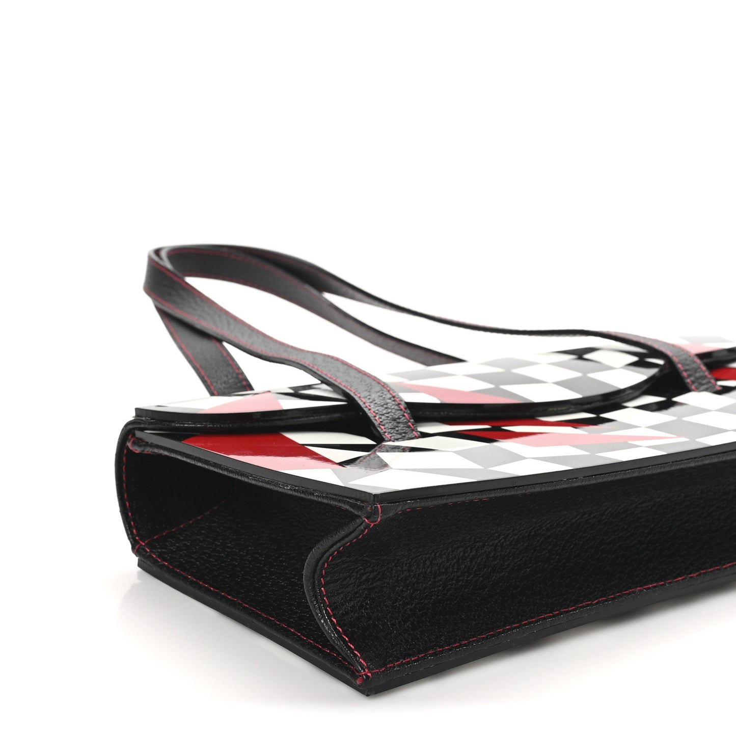 Pigskin Plexiglass Geometric Shoulder Bag Black White Red
