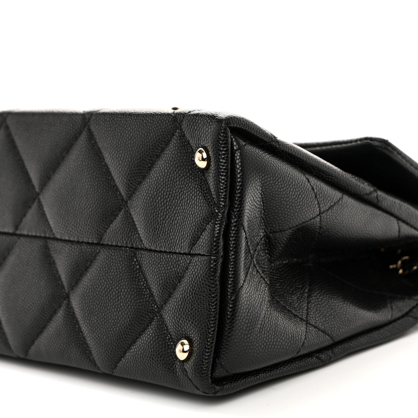 Caviar Quilted Mini Retro Twist Top Handle Flap Black