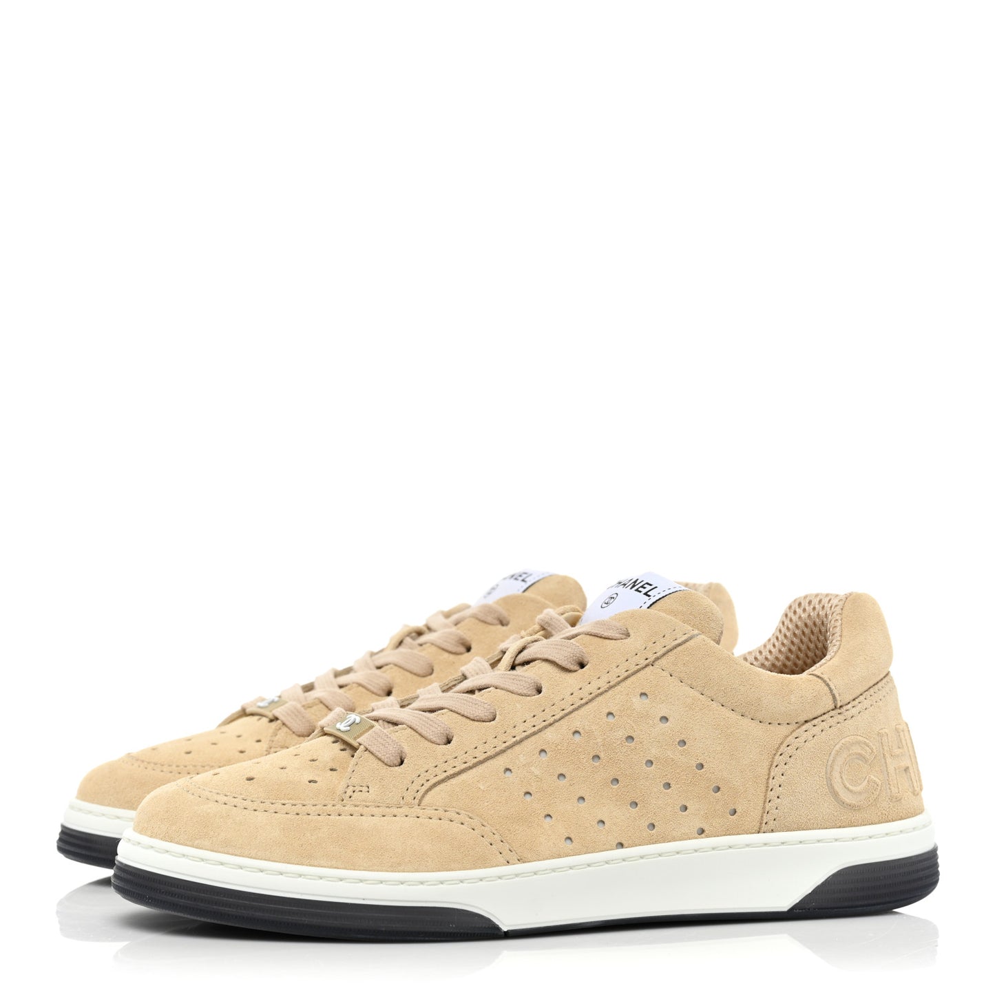 Suede Calfskin Logo Sneakers 39.5 Beige