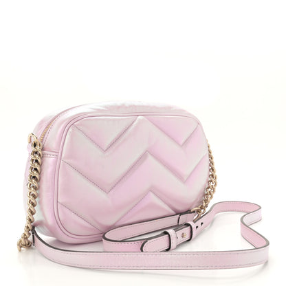 Gucci Iridescent Nappa Chevron Matelasse Small GG Marmont Chain Shoulder Bag Iridescent Escape Pink 3 of 10