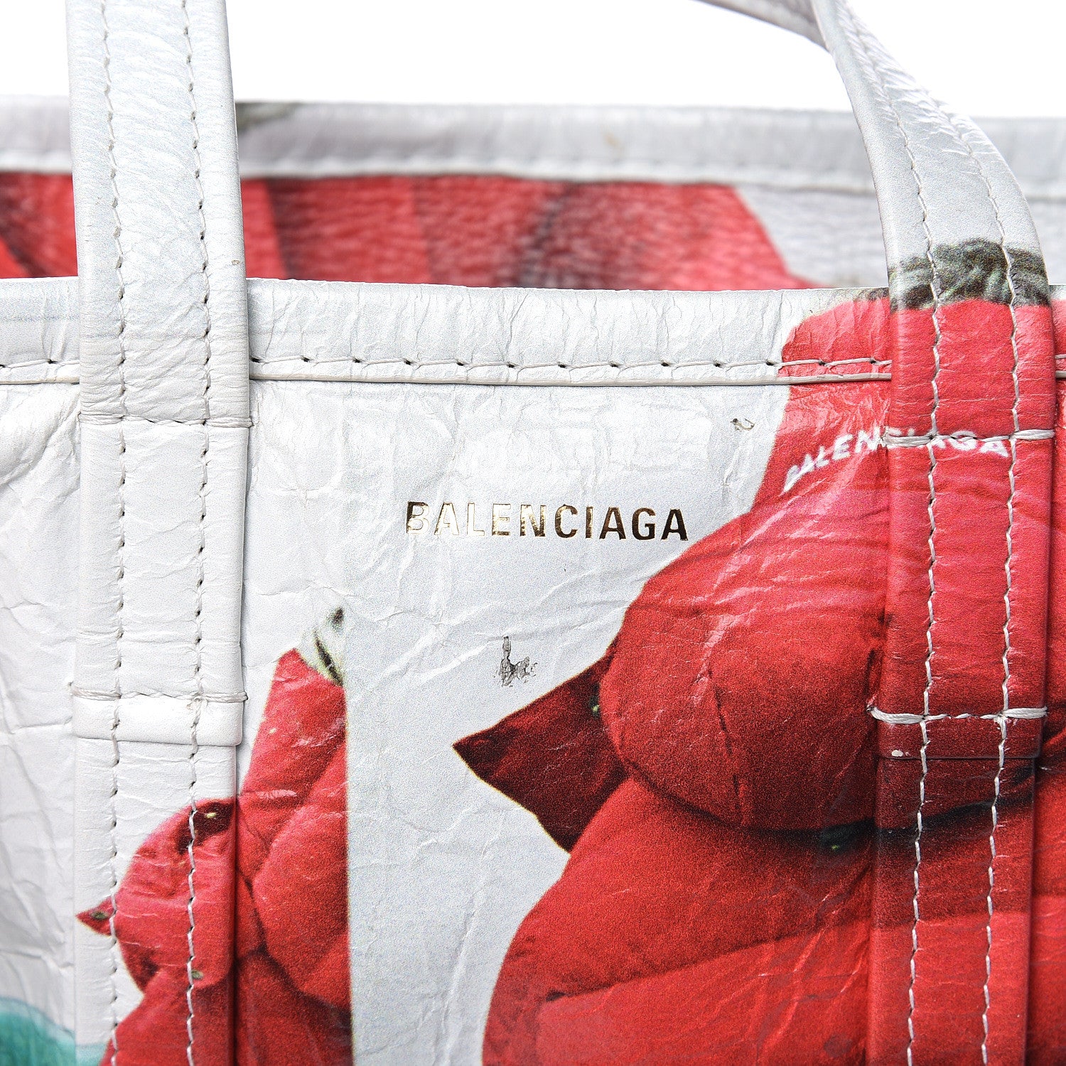 Balenciaga Agneau Arena Bazar Campaign Shopper Tote XS White Red Green 8 of 15