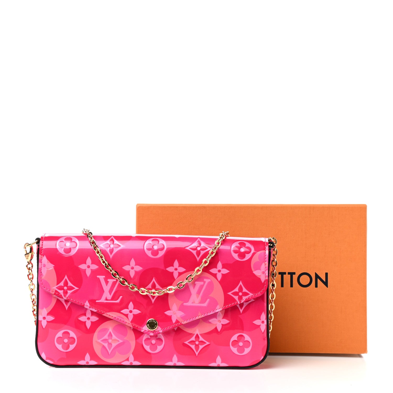 Louis Vuitton Vernis Valentine Pochette Felicie Chain Wallet Fuchsia 11 of 11