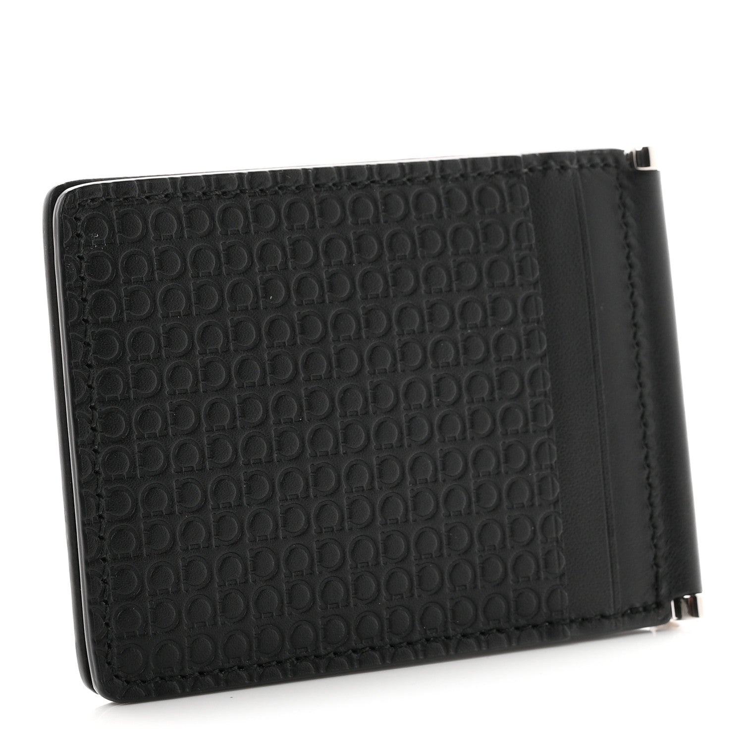 Salvatore Ferragamo Calfskin Gancini Embossed Bi-Fold Wallet Black 3 of 7