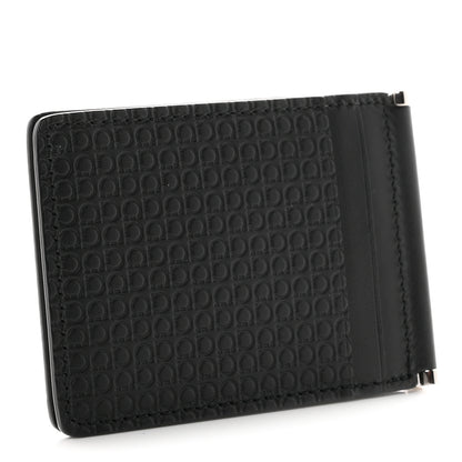 Salvatore Ferragamo Calfskin Gancini Embossed Bi-Fold Wallet Black 3 of 7