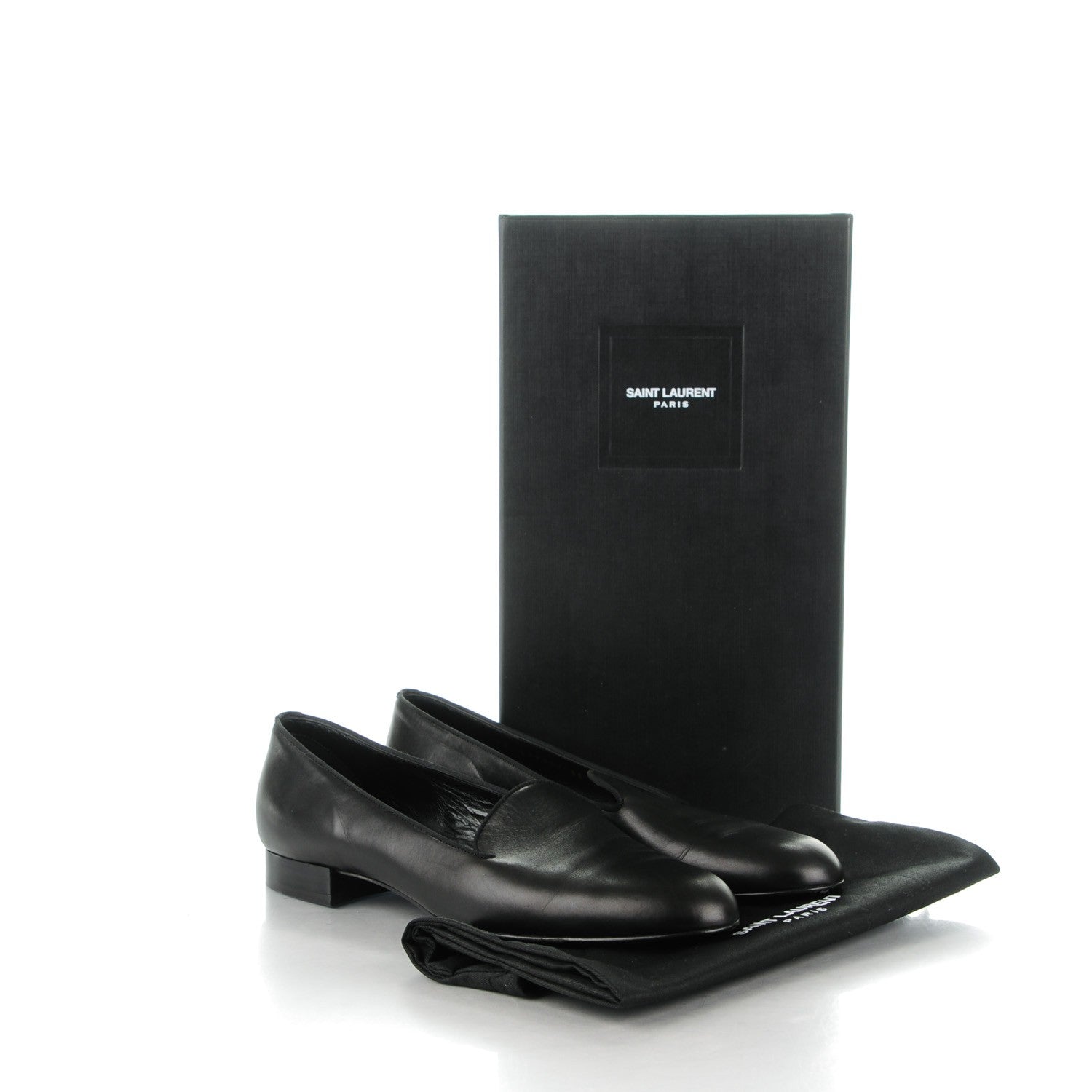 Saint Laurent Smooth Calfskin Smoking Slipper Flat Loafers 38 Black 9 of 9