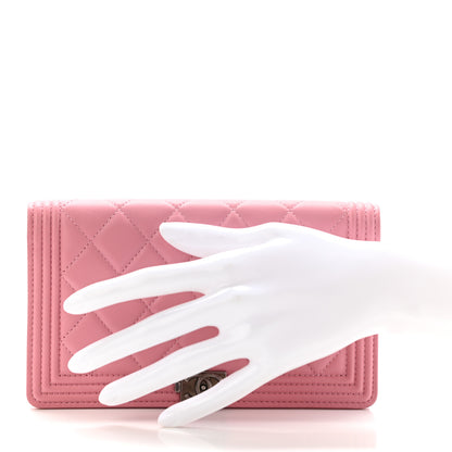 Chanel Lambskin Quilted Boy Yen Wallet Pink 2 of 11