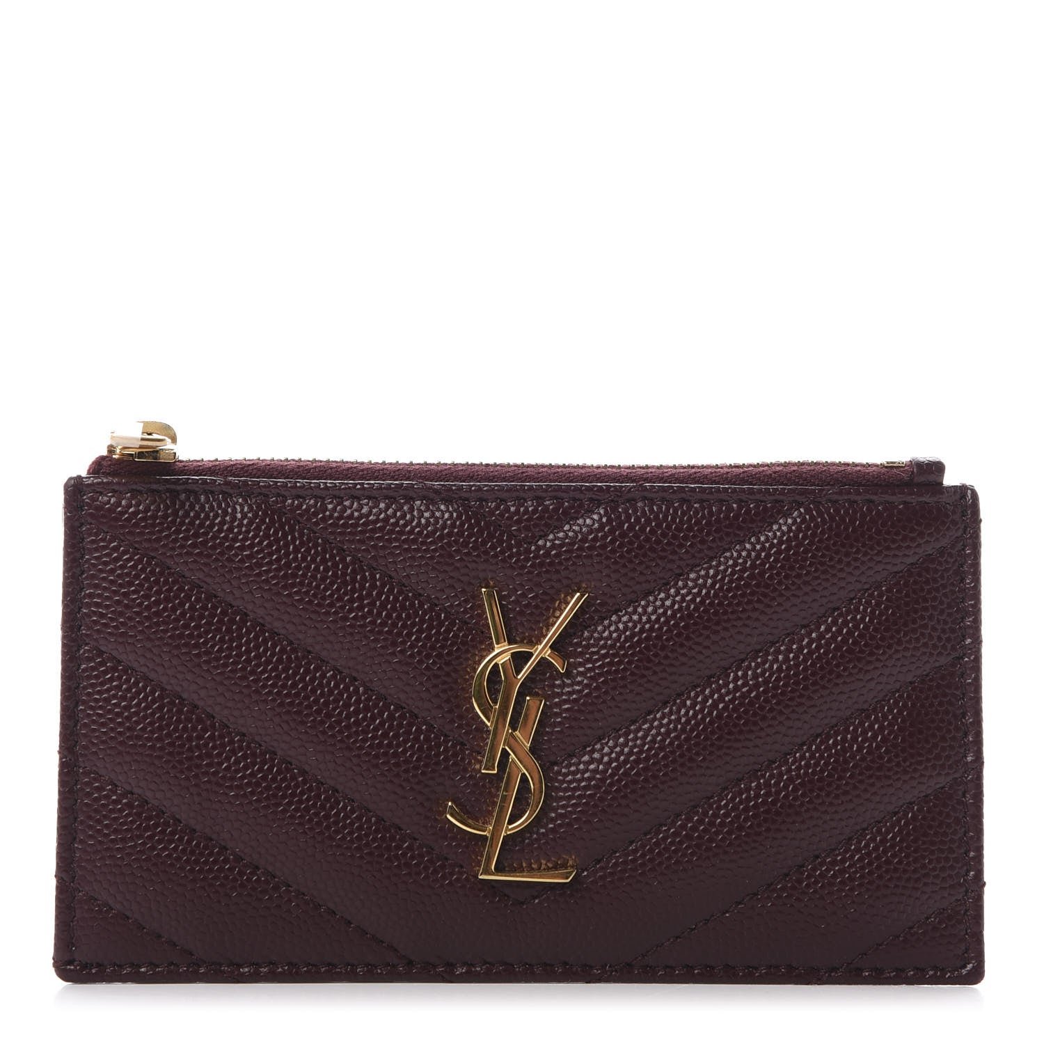 Saint Laurent Monogram Grain de Poudre 5 Fragments Zip Pouch Card Holder Rouge Legion 1 of 11