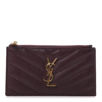 Saint Laurent Monogram Grain de Poudre 5 Fragments Zip Pouch Card Holder Rouge Legion 1 of 11