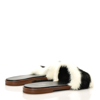 Louis Vuitton Mink Fur Lock It Flat Mule 38 Black White 4 of 7