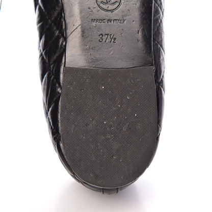Chanel Aged Calfskin Quilted CC Cap Toe Ballerina Flats 37.5 Black 12 of 13
