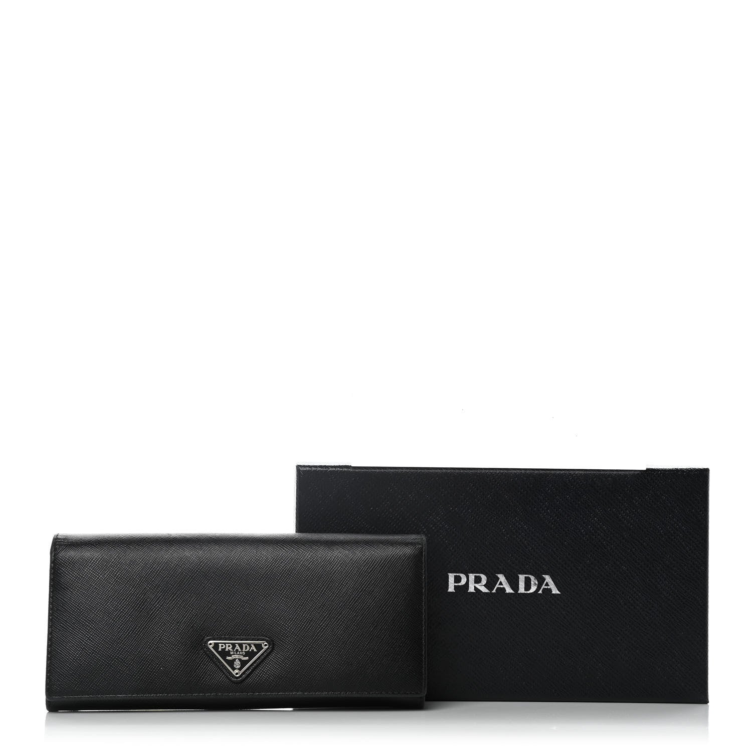 Prada Saffiano Triangle Continental Flap Wallet Black 13 of 13