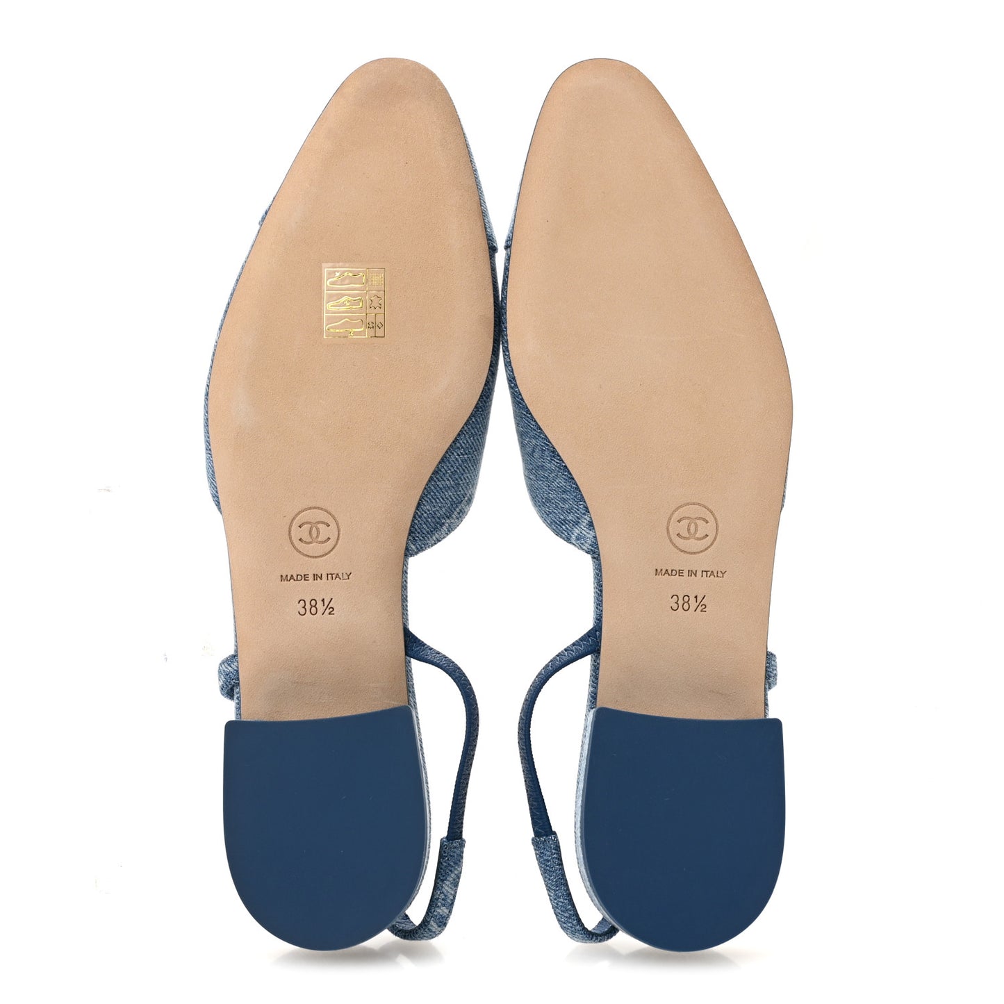 Denim Cap Toe CC Slingback Flats 38.5 Light Blue Multicolor