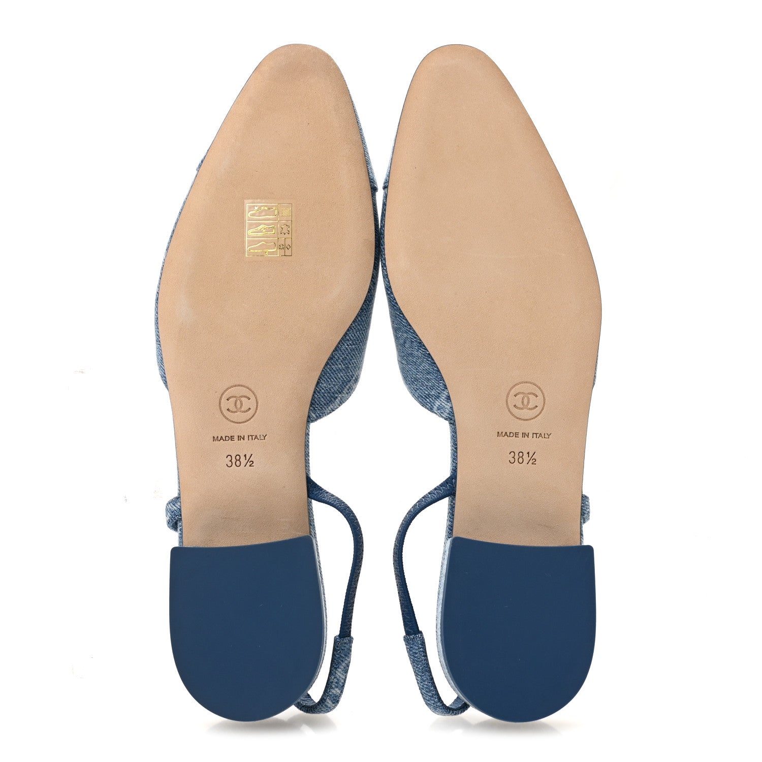 Chanel Denim Cap Toe CC Slingback Flats 38.5 Light Blue Multicolor 6 of 10