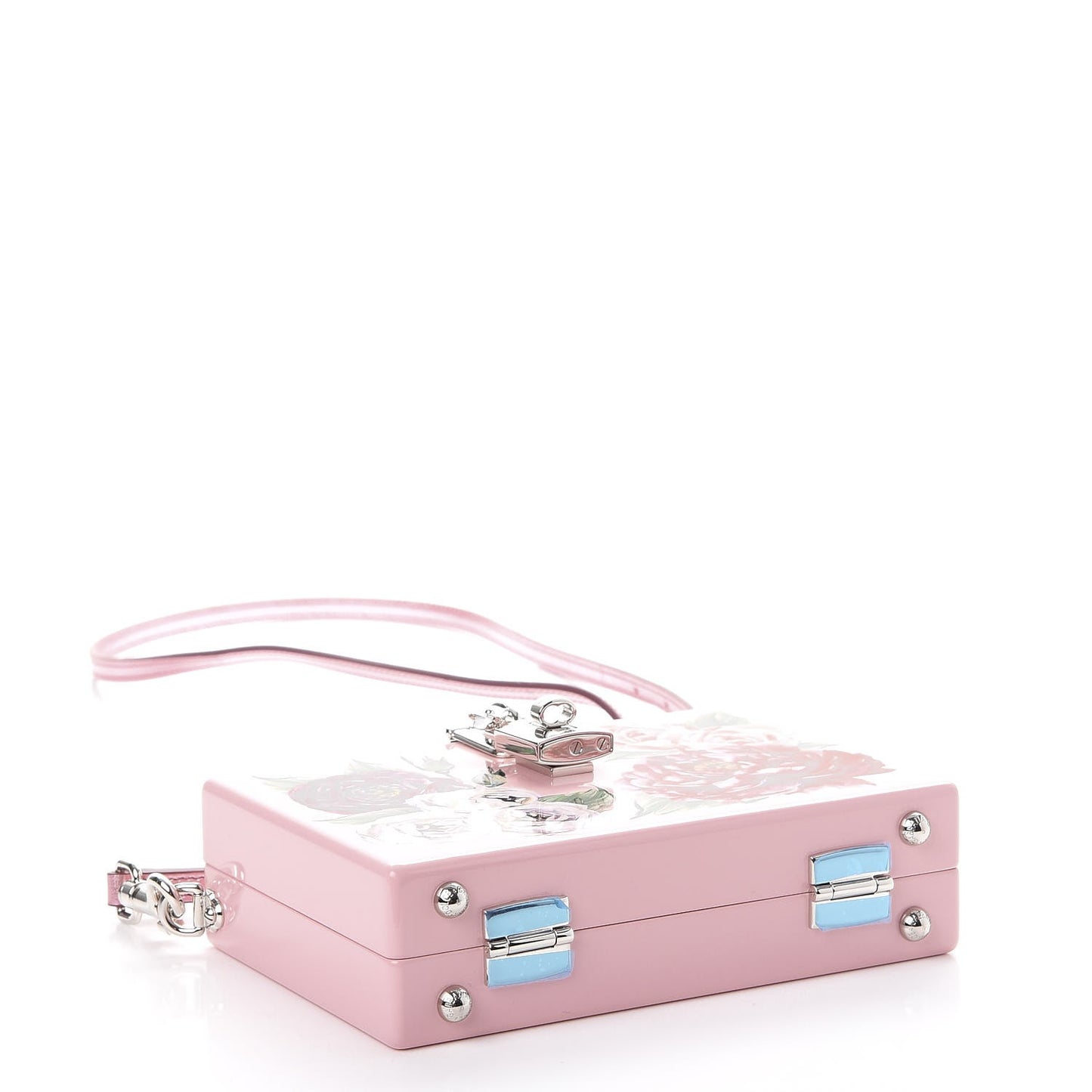 Acrylic Floral Print Dolce Box Clutch Pink