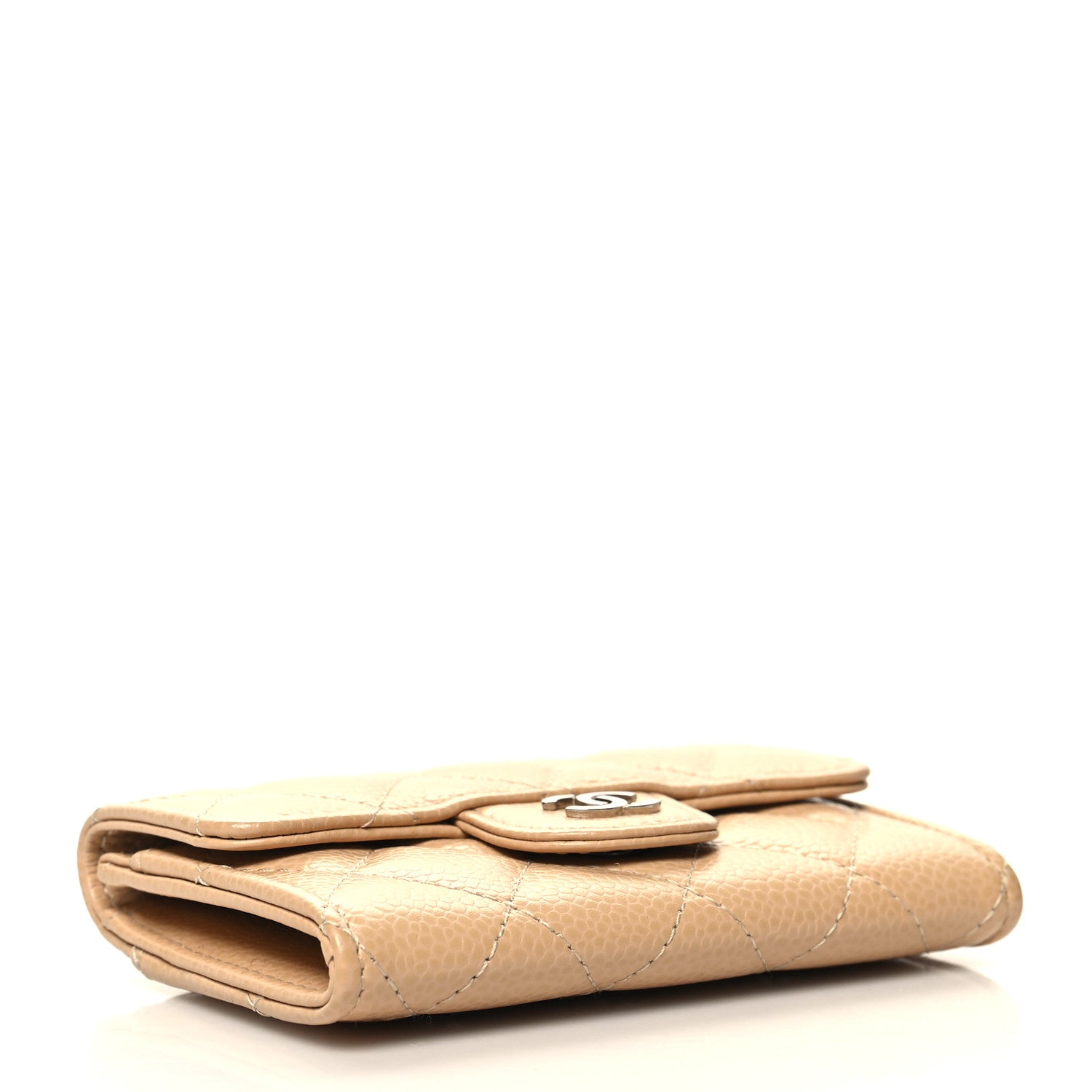 Chanel Caviar Quilted Flap Card Holder Wallet Beige 4 of 9